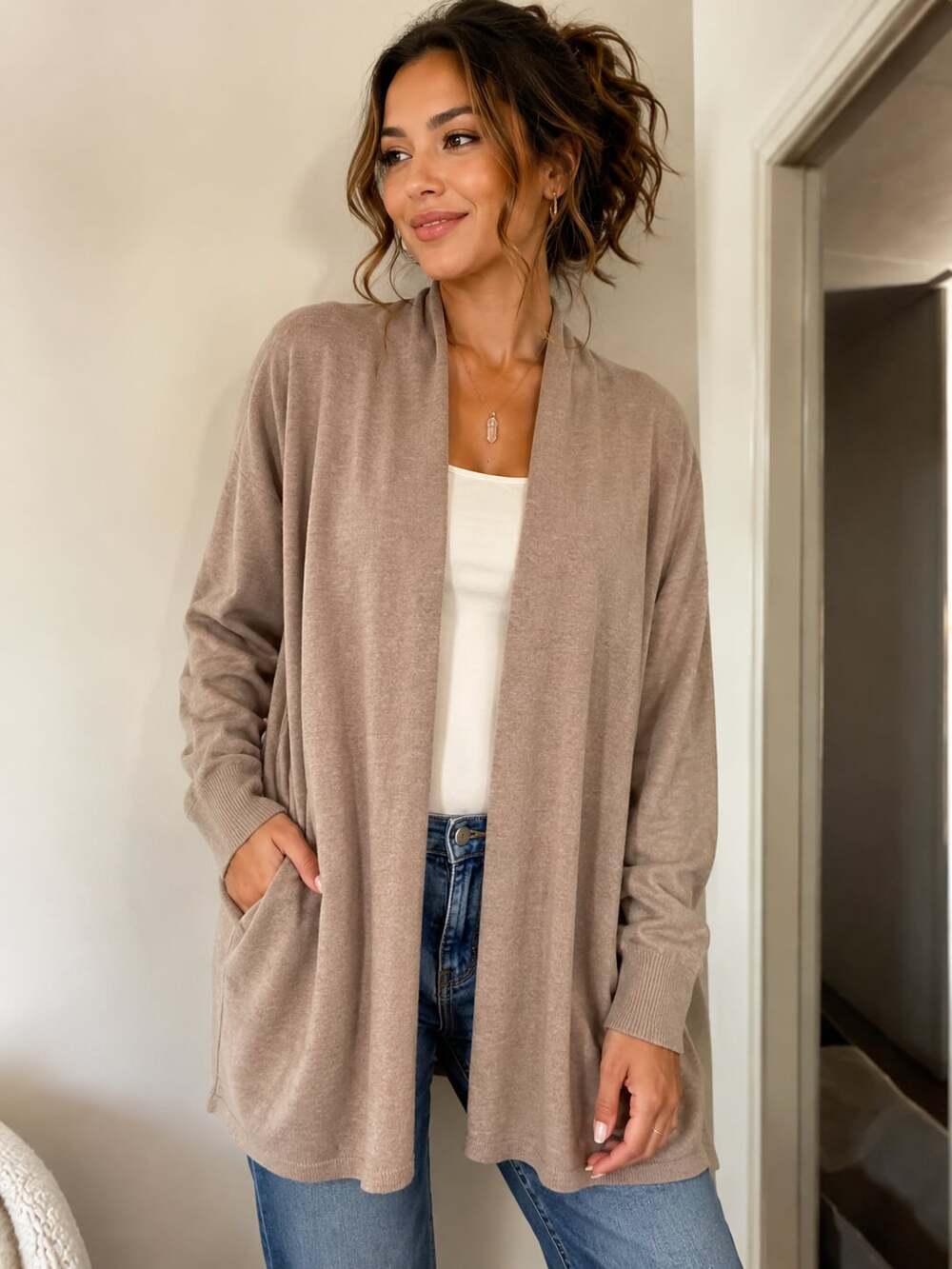 Ella Moss Cozy Open Front Cardigan Sweater, X-Large, light lavender